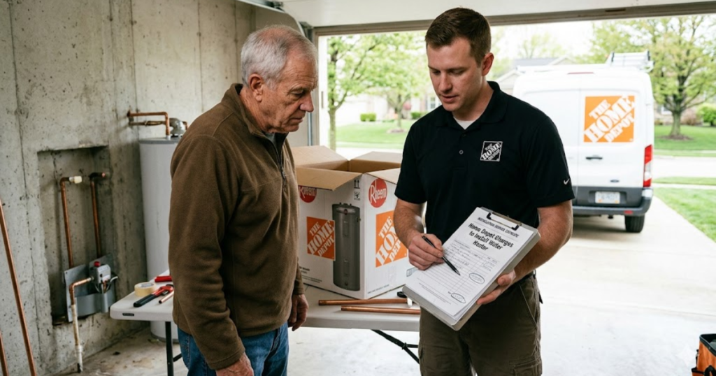 How much does home depot charge to install water heater