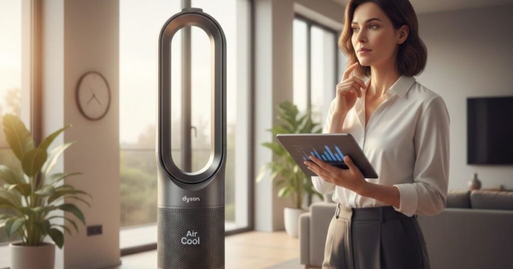 Dyson cooling fan in a living room