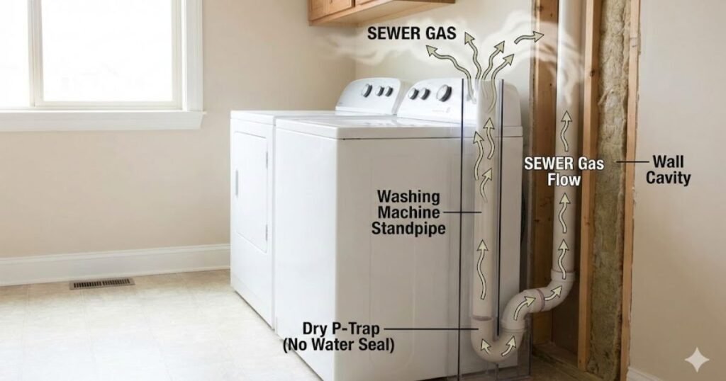 Why does my laundry room smell like sewage gas?