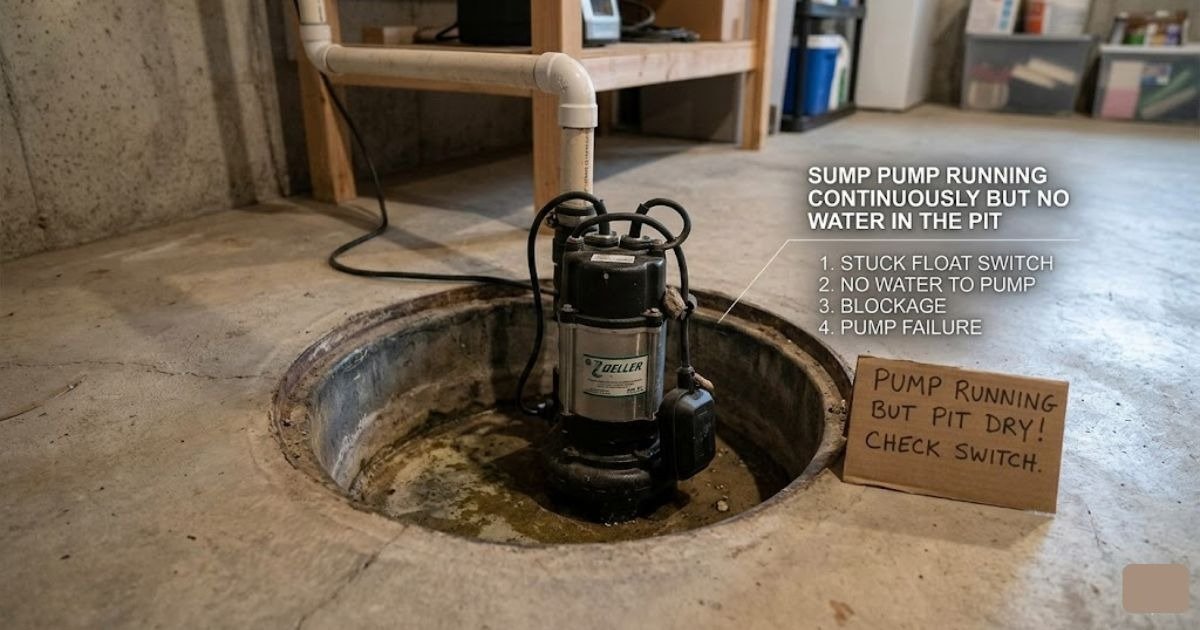 Sump Pump Running Continuously but No Water in the Pit: Cause & Fix