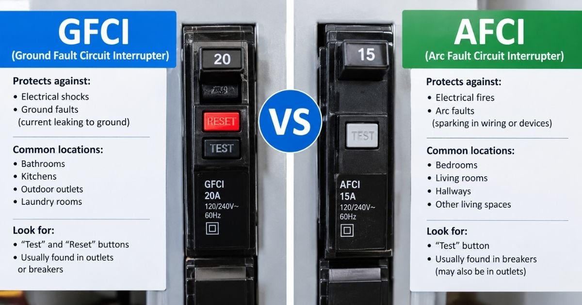 GFCI vs. AFCI: Differences, Uses, Costs, and Safety